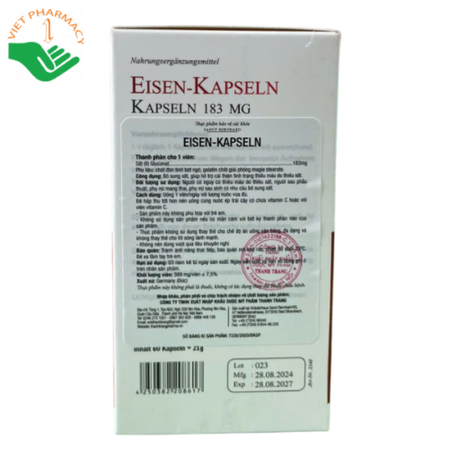 Viên uống bổ sung sắt Eisen Kapseln (Lọ 60 viên nang)