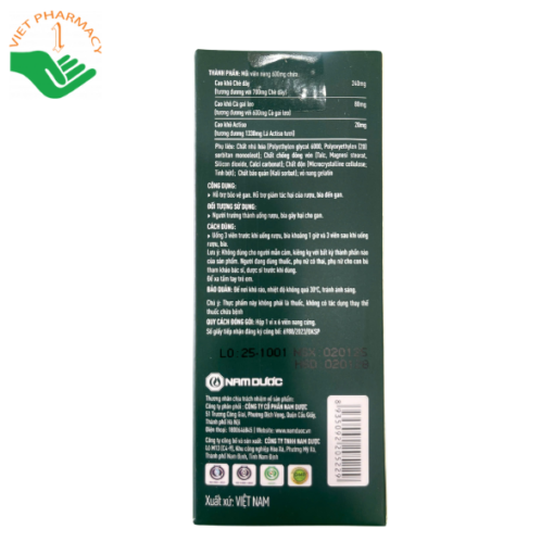 Viên uống giải rượu giải độc hỗ trợ bảo vệ gan Nam Dược Bye Say (Hộp 6 viên)