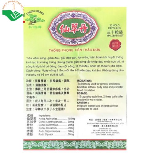Thuốc Thống Phong Tiên Thảo Đơn