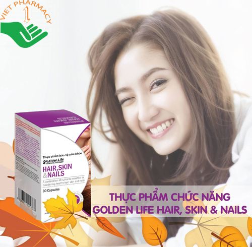 Thực phẩm chức năng Golden Life Hair, Skin & Nails giúp chăm sóc tóc, da và móng.