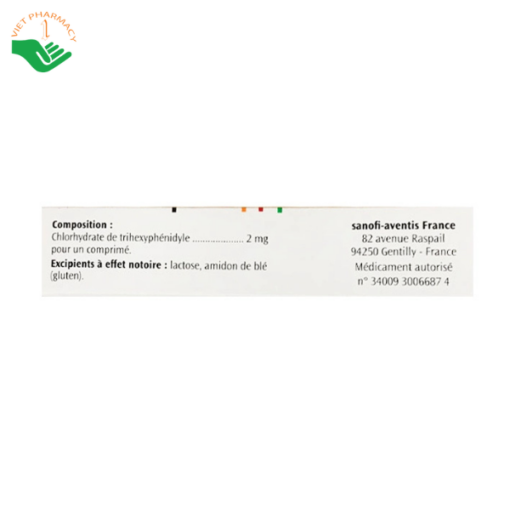 Thuốc Artane 2mg Sanofi điều trị Parkinson (2 vỉ x 25 viên)