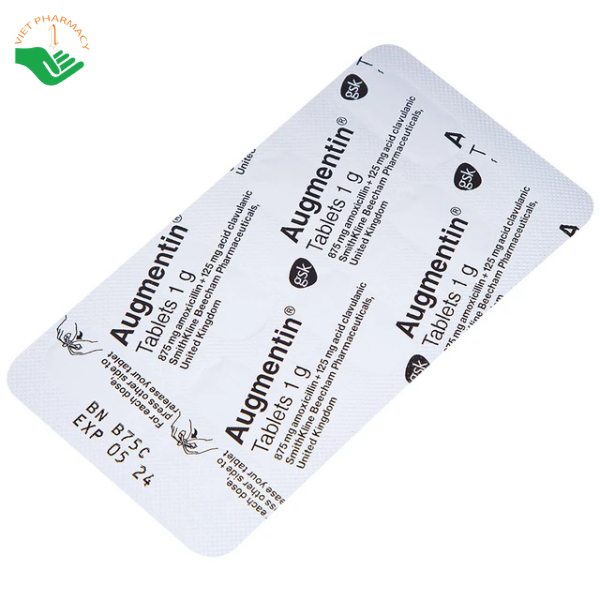 Thuốc Augmentin 1g GSK điều trị nhiễm khuẩn (2 vỉ x 7 viên)