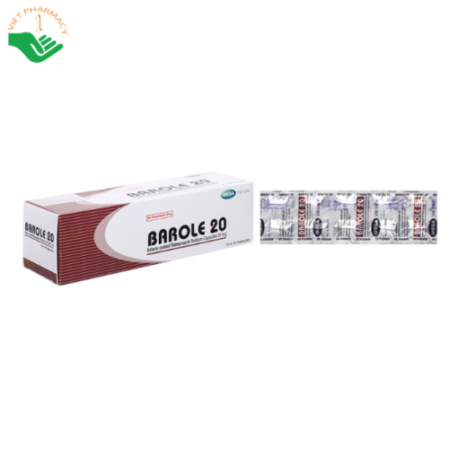Thuốc Barole 20 Mega We care trị viêm loét do trào ngược dạ dày, thực quản (10 vỉ x 10 viên)