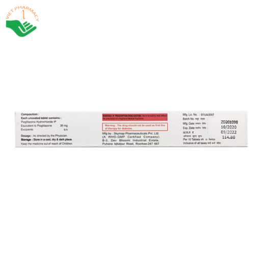 Thuốc Biodib 30mg Biochem trị tiểu đường (4 x 5 x 10 viên)