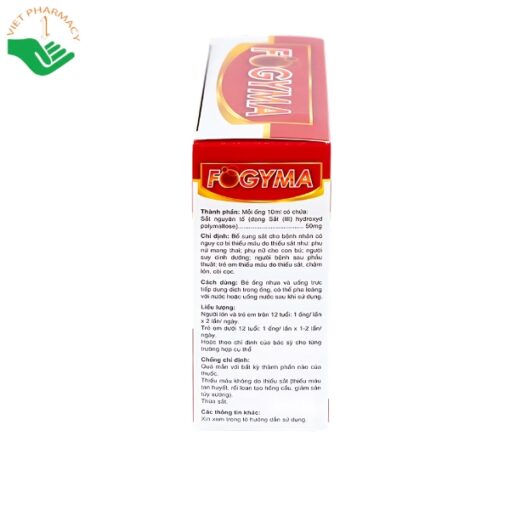 Thuốc bổ sung sắt Fogyma điều trị thiếu máu do thiếu sắt (Hộp 4 vỉ x 5 ống 10ml)