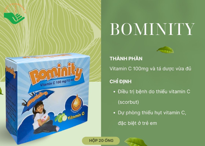 Thuốc Bominity 100mg/10ml bổ sung vitamin C cho trẻ (Hộp 4 vỉ x 5 ống)