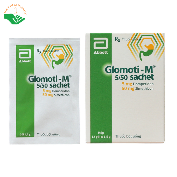 Thuốc bột uống Glomoti-M 5/50 Sachet trị triệu chứng nôn và buồn nôn (12 gói x 1.5g)