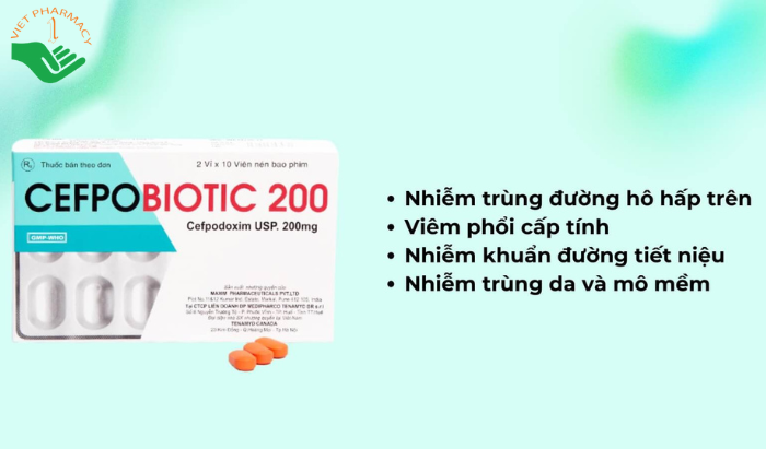 Thuốc Cefpobiotic 200mg Medipharco điều trị nhiễm khuẩn (2 vỉ x 10 viên)