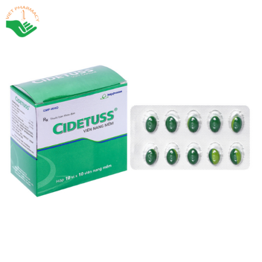 Thuốc Cidetuss Imexpharm điều trị ho đàm, ho do kích ứng (10 vỉ x 10 viên)