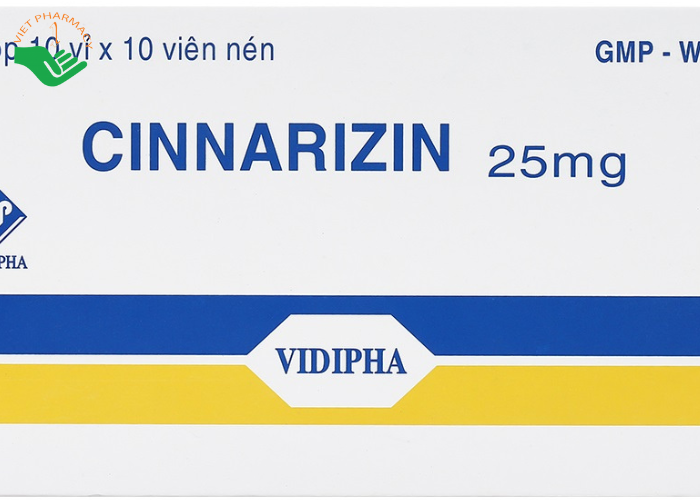 Thuốc Cinnarizin 25mg Vidipha phòng say tàu xe, rối loạn tiền đình (100 viên)