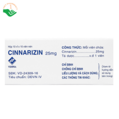 Thuốc Cinnarizin 25mg Vidipha phòng say tàu xe, rối loạn tiền đình (100 viên)