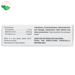 Thuốc CoMiaryl 2mg/500mg trị đái tháo đường (3 vỉ x 10 viên)
