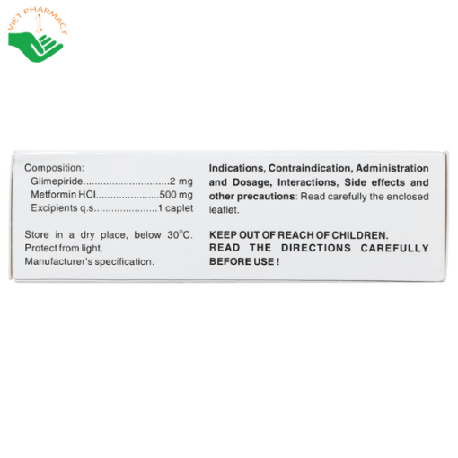 Thuốc CoMiaryl 2mg/500mg trị đái tháo đường (3 vỉ x 10 viên)