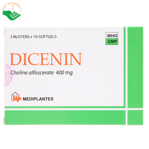 Thuốc Dicenin 400mg Mediplantex trị Alzheimer, thiểu năng não bộ, suy giảm trí nhớ (3 vỉ x 10 viên)