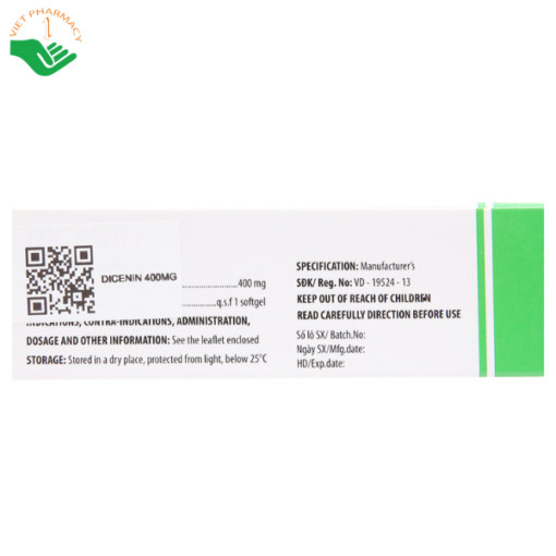 Thuốc Dicenin 400mg Mediplantex trị Alzheimer, thiểu năng não bộ, suy giảm trí nhớ (3 vỉ x 10 viên)