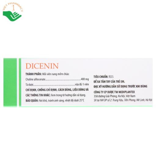 Thuốc Dicenin 400mg Mediplantex trị Alzheimer, thiểu năng não bộ, suy giảm trí nhớ (3 vỉ x 10 viên)