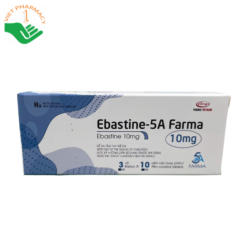 Thuốc điều trị các triệu chứng dị ứng như viêm mũi dị ứng, viêm kết mạc dị ứng theo mùa Ebastin-5A Farma 10mg (3 vỉ x 10 viên)