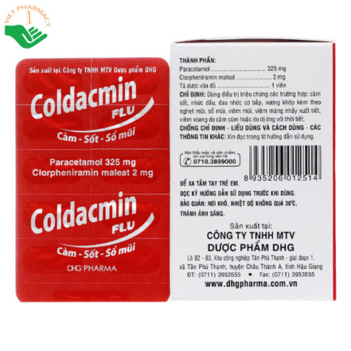 Thuốc điều trị cảm cúm, sốt, sổ mũi Coldacmin Flu (10 vỉ x 10 viên)