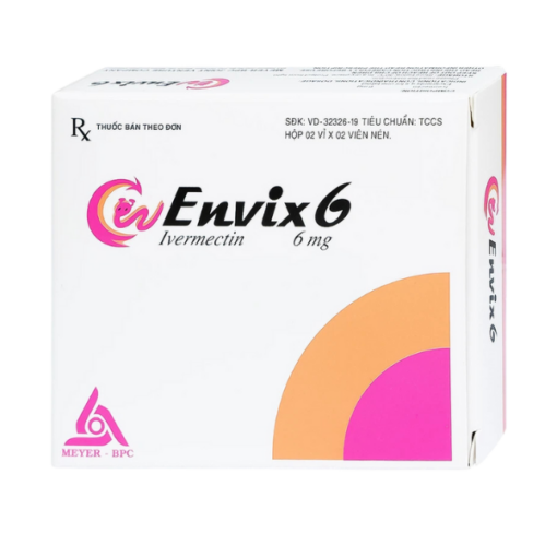 Thuốc điều trị giun chỉ Onchocerca, giun lươn ở ruột Envix 6 (Hộp 2 vỉ x 2 viên nén)