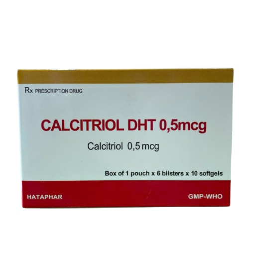 Thuốc điều trị loãng xương hiệu quả Calcitriol DHT 0,5mcg (Hộp 1 túi x 6 vỉ x 10 viên)
