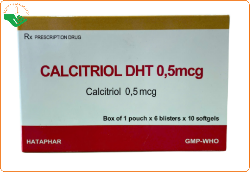 Thuốc điều trị loãng xương hiệu quả Calcitriol DHT 0,5mcg (Hộp 1 túi x 6 vỉ x 10 viên)
