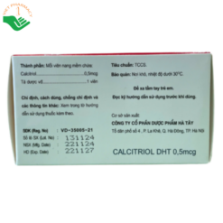 Thuốc điều trị loãng xương hiệu quả Calcitriol DHT 0,5mcg (Hộp 1 túi x 6 vỉ x 10 viên)