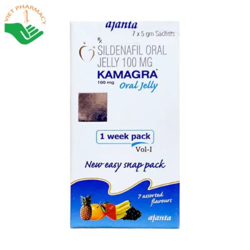 Thuốc điều trị rối loạn cương dương Kamagra Oral Jelly 100mg Vol-1 Ajanta 7 gói