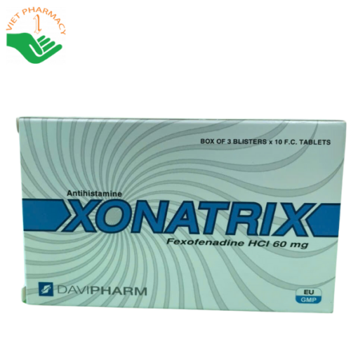 Thuốc điều trị triệu chứng viêm mũi dị ứng theo mùa Xonatrix (Hộp 10 vỉ x 10 viên)