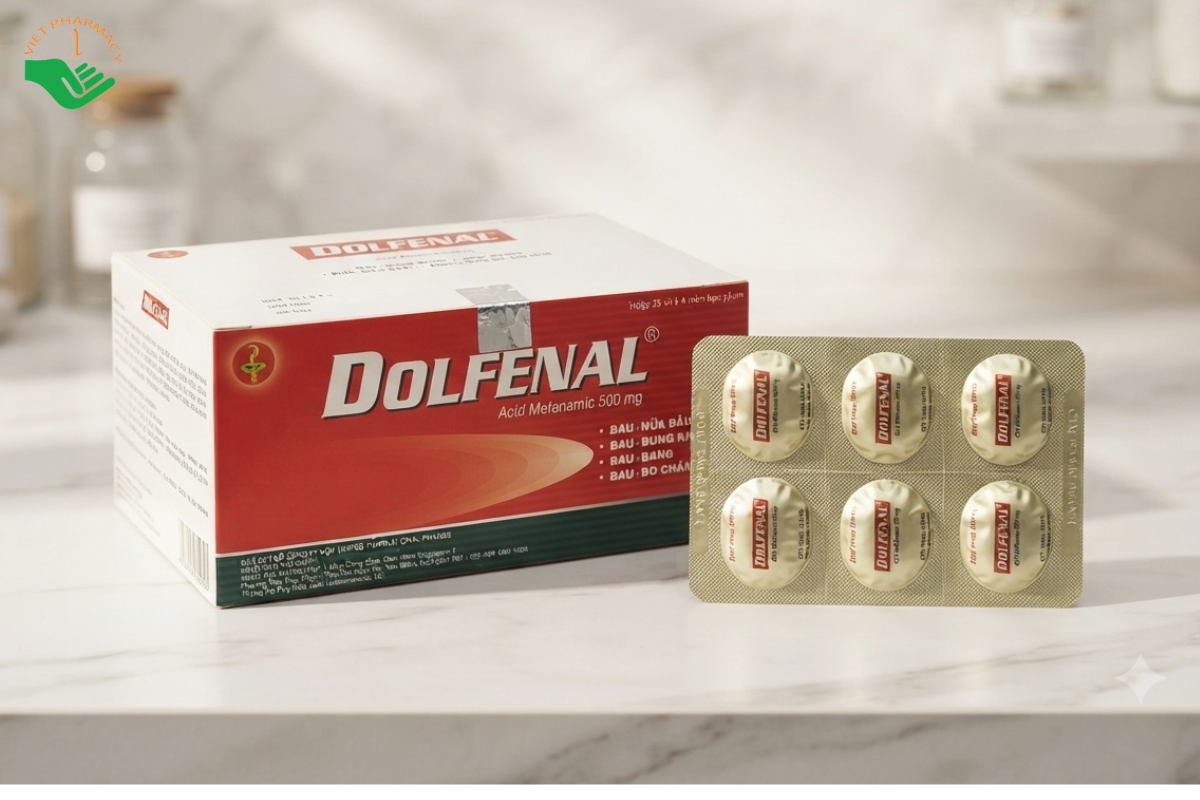 Thuốc Dolfenal United giảm đau bụng kinh, đau răng, đau do chấn thương (25 vỉ x 4 viên)