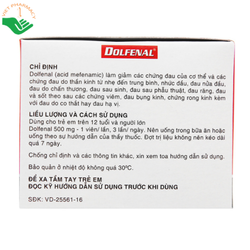 Thuốc Dolfenal United giảm đau bụng kinh, đau răng, đau do chấn thương (25 vỉ x 4 viên)