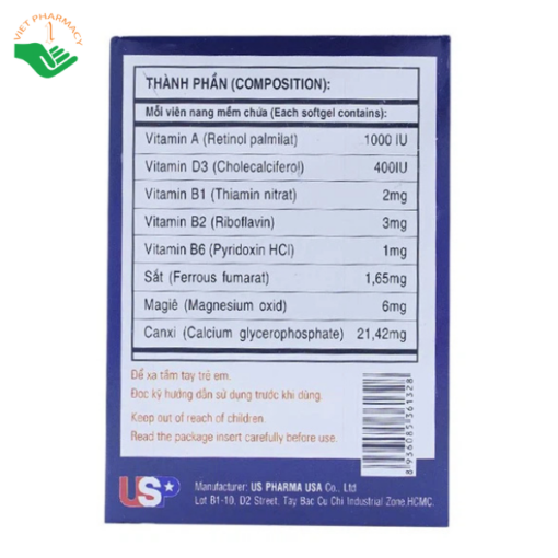 Thuốc Drimy USP bổ sung vitamin, khoáng chất (10 vỉ x 10 viên)