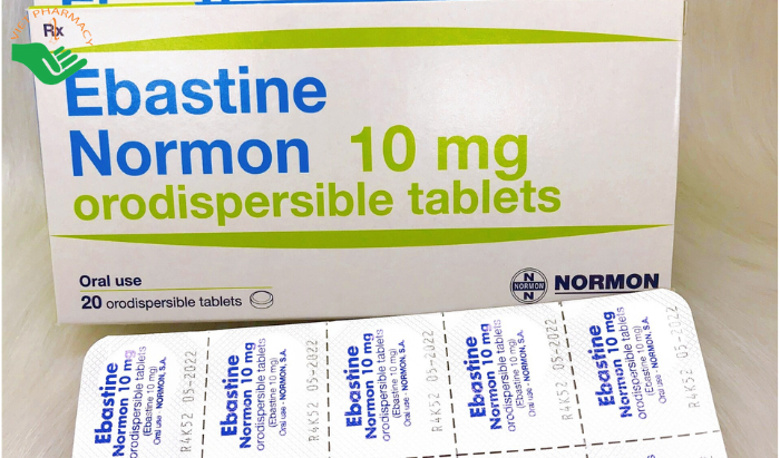 Thuốc Ebastine Normon 10mg điều trị viêm mũi dị ứng, mề đay vô căn (2 vỉ x 10 viên)