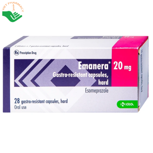 Thuốc Emanera 20mg điều trị trào ngược dạ dày, thực quản, viêm loét dạ dày