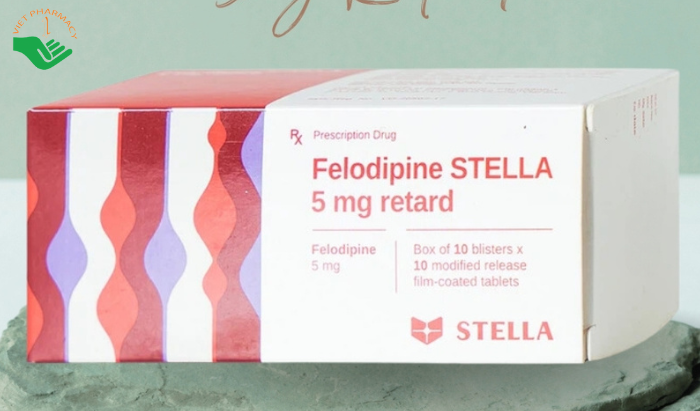 Thuốc Felodipine Stella 5mg Retard kiểm soát tăng huyết áp (10 vỉ x 10 viên)