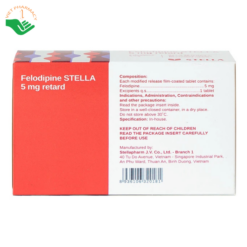 Thuốc Felodipine Stella 5mg Retard kiểm soát tăng huyết áp (10 vỉ x 10 viên)