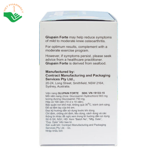 Thuốc Glupain Forte 750mg CMPS giảm thoái hoá khớp (10 vỉ x 10 viên)