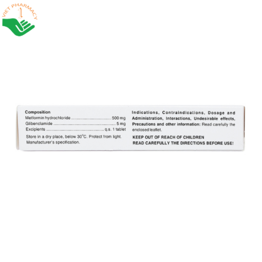 Thuốc Hasanbest 500/5 Hasan trị đái tháo đường tuýp 2 (2 vỉ x 15 viên)