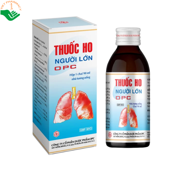 Thuốc ho người lớn OPC rị các bệnh viêm nhiễm đường hô hấp, các chứng ho gió, ho cảm, ho có đàm, đau họng (chai 90ml)