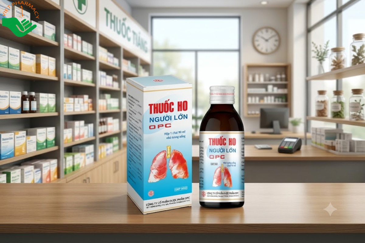 Thuốc ho người lớn OPC rị các bệnh viêm nhiễm đường hô hấp, các chứng ho gió, ho cảm, ho có đàm, đau họng (chai 90ml)