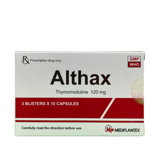 Thuốc hỗ trợ điều trị viêm mũi dị ứng, nhiễm khuẩn hô hấp Mediplantex Althax 120mg (Hộp 3 vỉ x 10 viên)