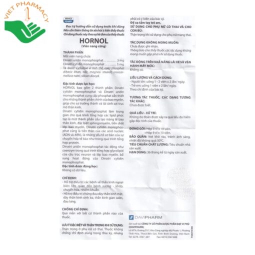 Thuốc Hornol 5mg (Hộp 30 viên) điều trị đau dây thần kinh