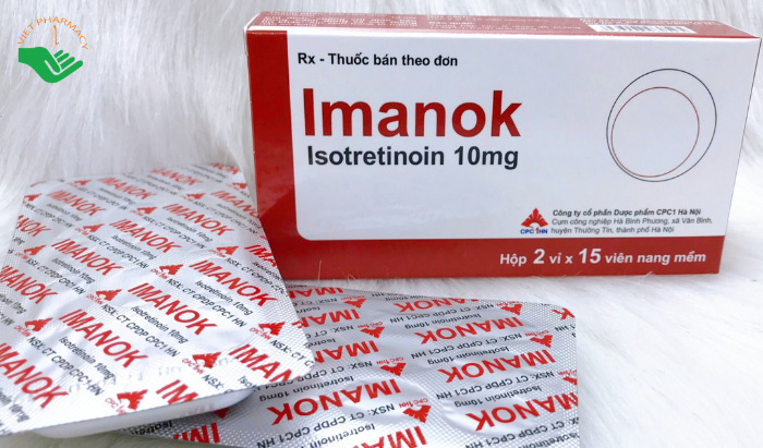 Thuốc Imanok Isotretinoin 10mg CPC1HN điều trị mụn trứng cá nặng (2 vỉ x 15 viên)