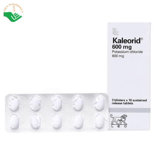 Thuốc Kaleorid 600mg LEO phòng ngừa và điều trị giảm kali huyết (3 vỉ x 10 viên)