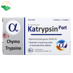 Thuốc Katrypsin Fort 8400IU trị phù nề sau chấn thương, phẩu thuật, bỏng (10 vỉ x 10 viên)