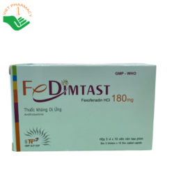 Thuốc kháng dị ứng Fe Dimtast 180 (Hộp 3 vỉ x 10 viên nén bao phim)