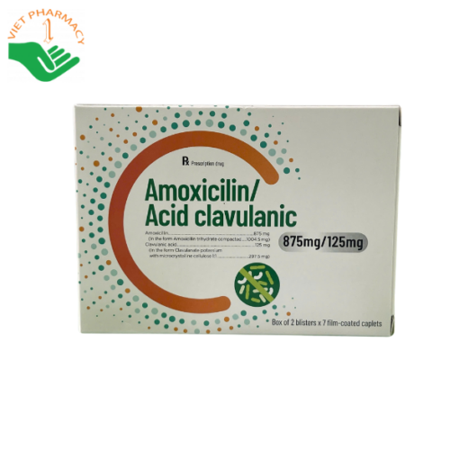 Thuốc kháng sinh Amoxicillin/Acid Clavulanic 875mg/125mg (Hộp 2 vỉ x 7 viên)