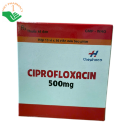 Thuốc kháng sinh Ciprofloxacin 500mg (Hộp 10 vỉ x 10 viên)