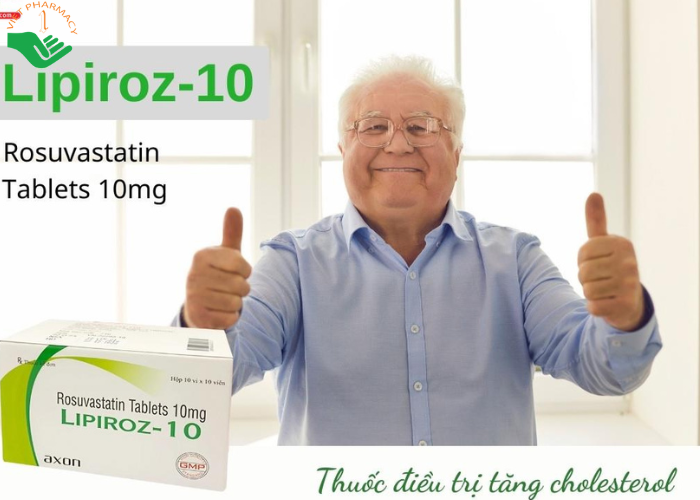 Thuốc Lipiroz-10 Axon điều trị tăng cholesterol máu và phòng ngừa tim mạch (10 vỉ x 10 viên)