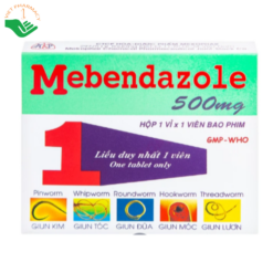 Thuốc Mebendazole 500mg Mekophar trị nhiễm giun các loại (1 viên)