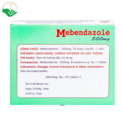 Thuốc Mebendazole 500mg Mekophar trị nhiễm giun các loại (1 viên)